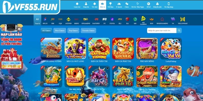 Tổng quan sảnh game bắn cá VF555 online ăn tiền thật
