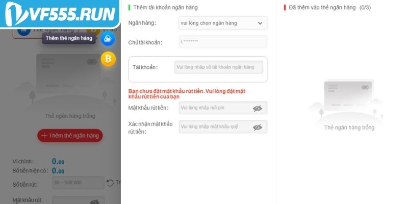 Điều kiện để rút tiền VF555